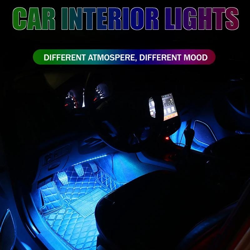 12V Car Interior LED Ambient Light – Music Sync RGB Strip